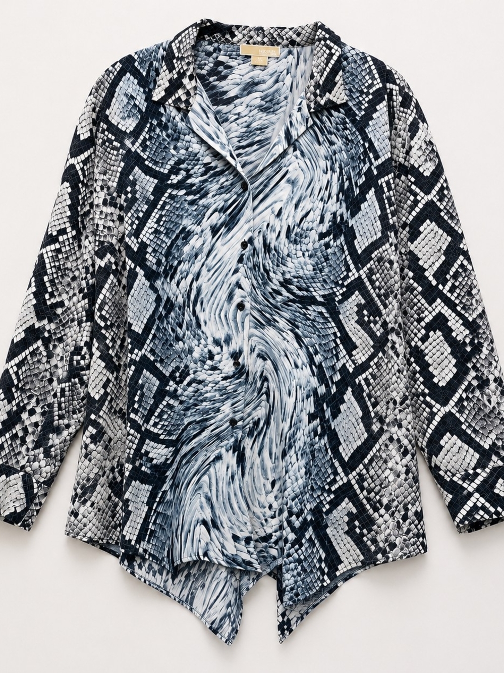 Michael Kors Blouse Size 2X Snakeskin Animal Print Button Down